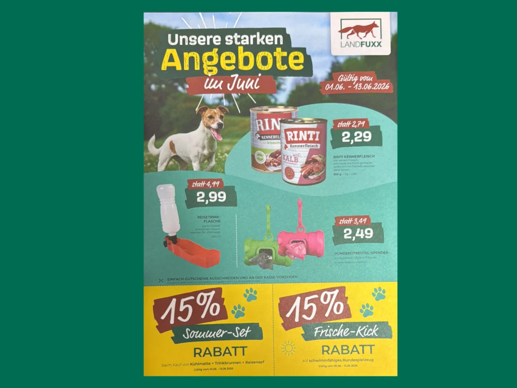 Flyer mit unseren Angeboten vom ersten bis dreizehnten Juni