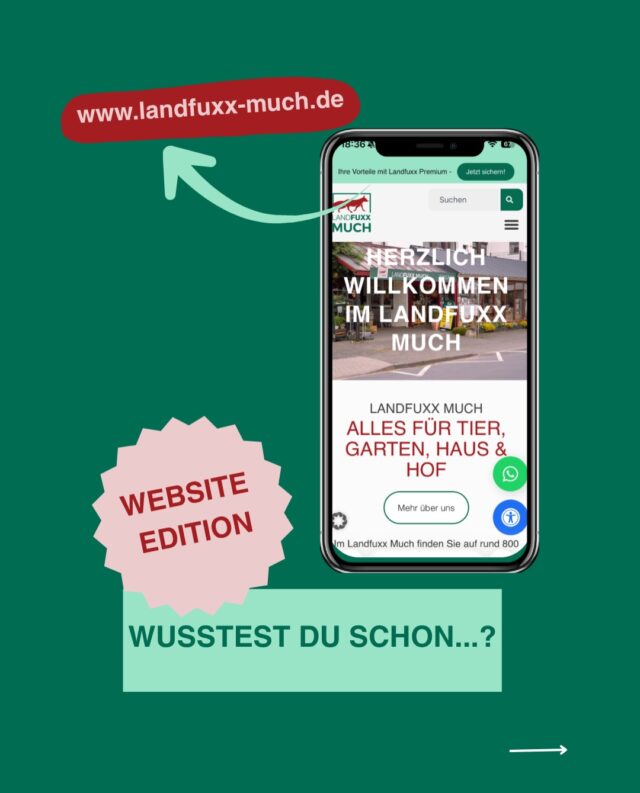 Wusstest du schon…? Wir haben auch eine Website 📲

Unter www.landfuxx-much.de erfährst du alles über unser Sortiment, unsere Services und Angebote. Außerdem kannst du uns ganz unkompliziert per WhatsApp kontaktieren und dir ein Kundenkonto anlegen. 

Welche praktische Funktion fehlt noch auf unserer Webseite? 🦊