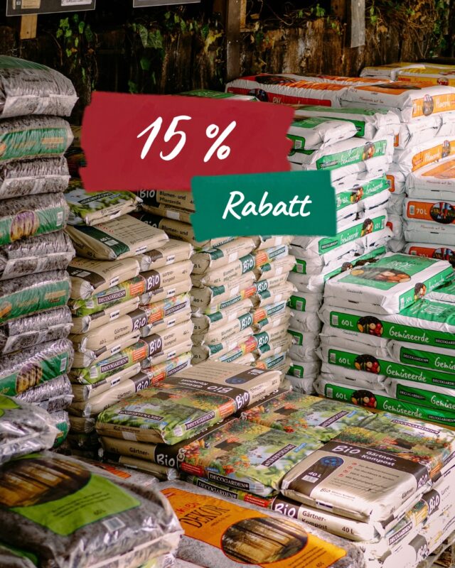 📣 15% Rabatt auf Erden und Mulche 📣

Noch bis einschließlich dem 17. Oktober bekommt ihr im Landfuxx Much 15% Rabatt auf unsere Erden und Mulche 😊. 

Perfekt, falls du deine Beete mit Rindenmulch winterfest machen möchtest oder Blumenzwiebeln für das Frühjahr pflanzen willst🪻

Sprich uns für den Rabatt einfach an der Kasse an oder zeige uns den Coupon aus unserem Oktober-Prospekt. 
Wir freuen uns auf deinen Besuch bei uns im Landfuxx! 🦊🧡

Die Aktion gibt nur um ausgewiesenen Zeitraum und ist nicht mit anderen Rabattaktionen kombinierbar.
