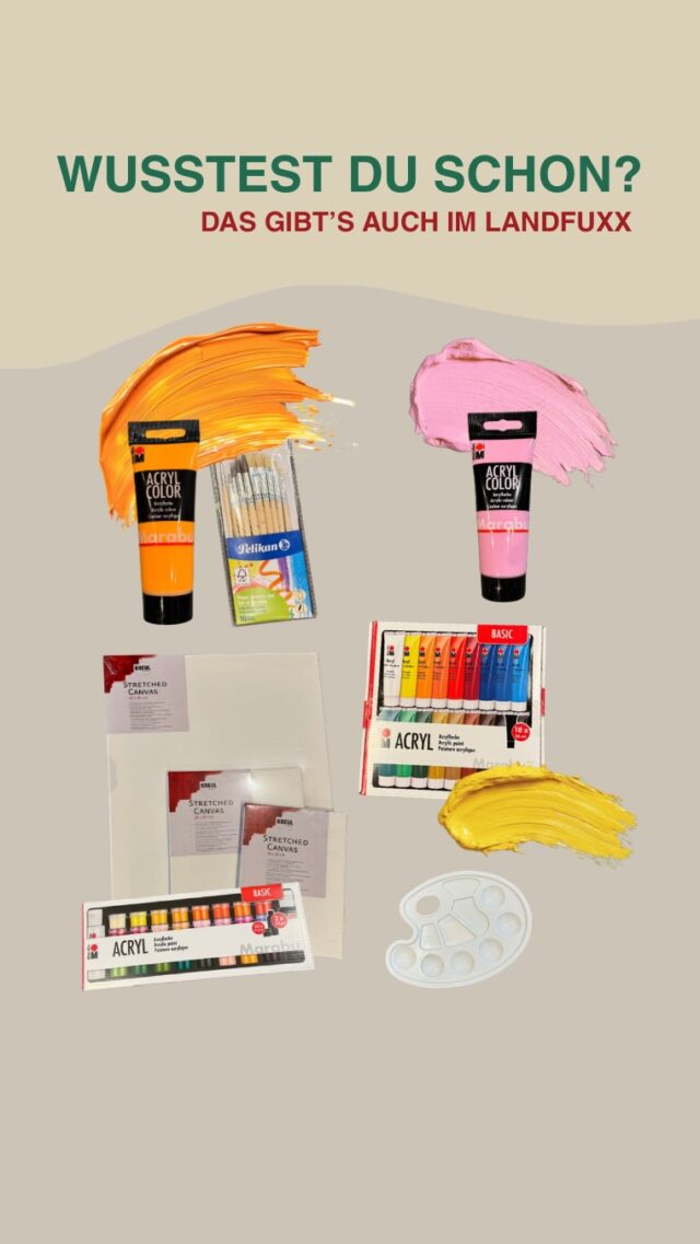 Schon gewusst 💡

An alle Kreativen unter euch: Im Landfuxx gibt es auch Keilrahmen in verschiedenen Größen, Acrylfarben und Pinsel! 🖌️🎨

Schaut doch mal bei uns vorbei 🦊🧡

#immererstzumlandfuxx #landfuxxmuch #landfuxx #much #acryl